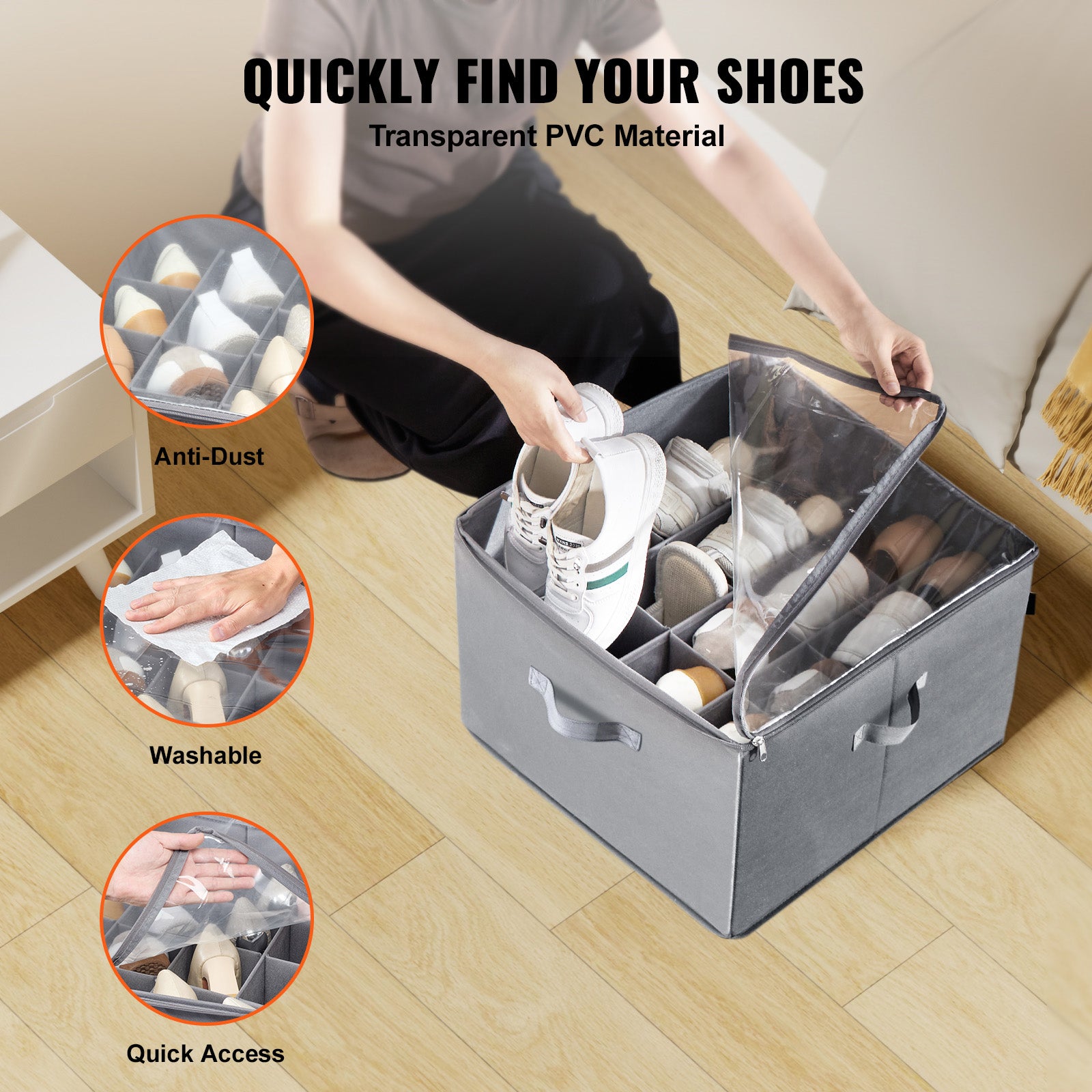 Vevor Sturdy Under Bed Shoe Storage - Adjustable Dividers | Nova Goods
