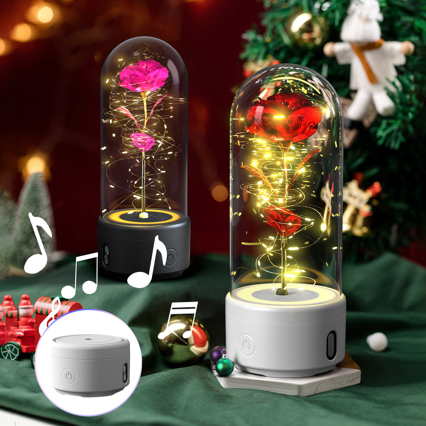 Creative 2 In - 1 Rose Flowers Led Light And Bluetooth-co | Nova Goods