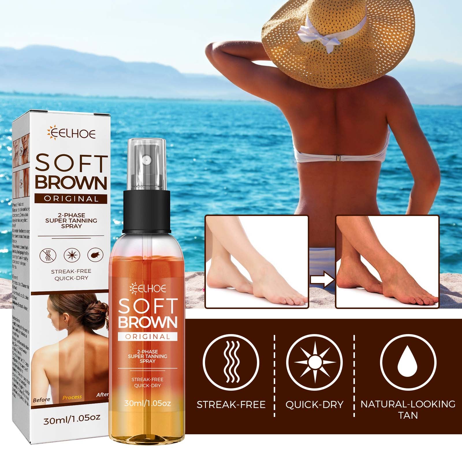 Eelhoe Tanning Aid - Spray Tanning Aid Natural Bronze Whe | Nova Goods