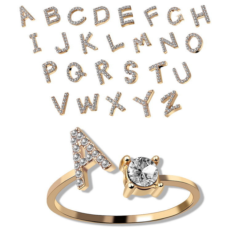 Design Adjustable 26 - Initial Letter Ring Fashion Jewelr | Nova Goods