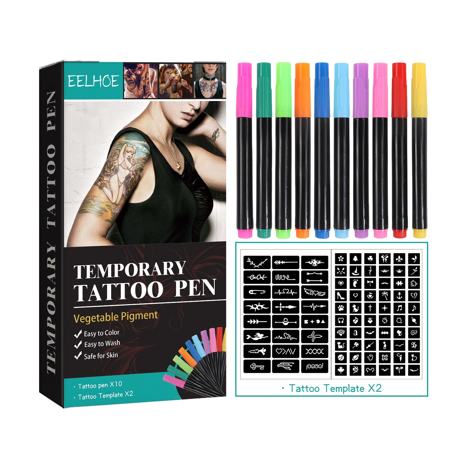 EELHOE Temporary Tattoo Pen Set Face — Arm