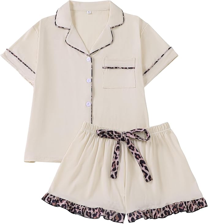Rongtai Summer Pajamas - For Women Set Short Sleeve Butto | Nova Goods