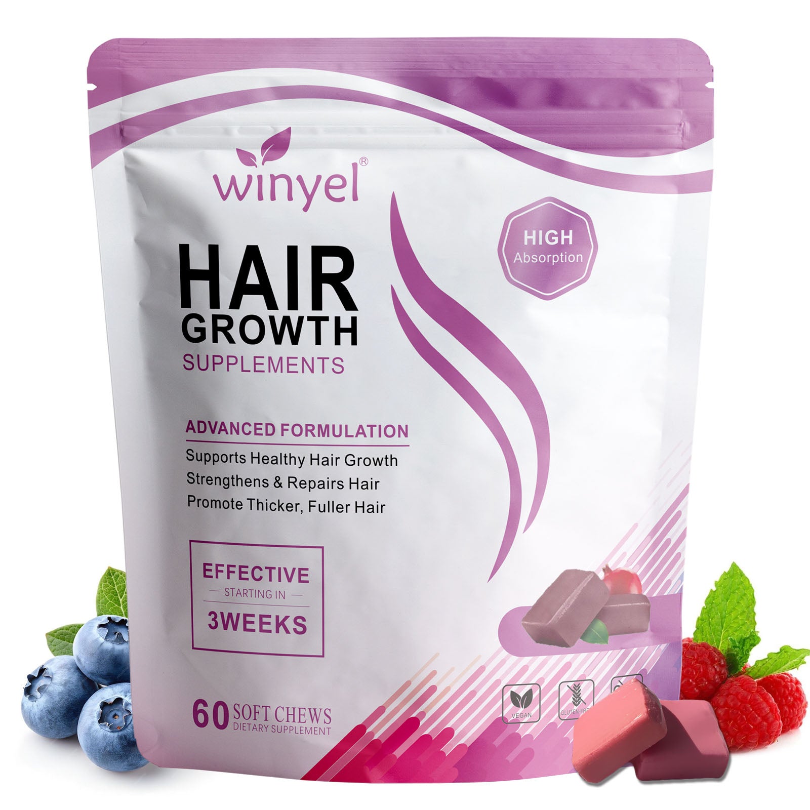 WINYEL Hair Growth Soft Chewables — Containing Hair Growth Vitamins For Men And Women